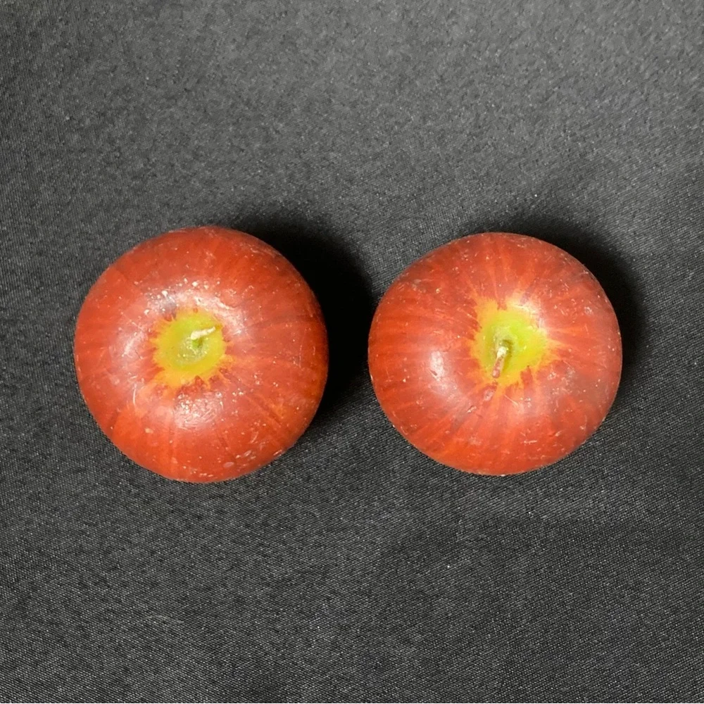 ⭐️ Red And Yellow Apple Shaped Small Wax Candles Set of 2